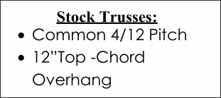 Stock Trusses :     Common 4/12 Pitch     12  Top - Chord  Overhang